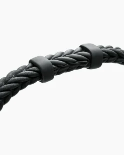 Chevron Bracelet Black Rubber with Black Titanium, 6mm