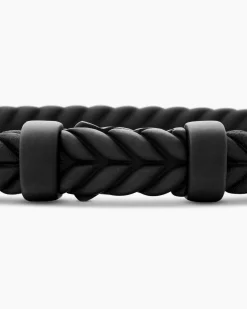 Chevron Bracelet Black Rubber with Black Titanium, 6mm