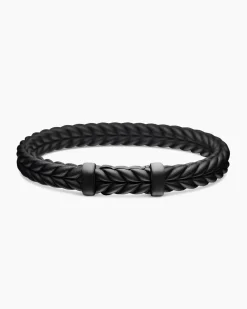 Chevron Bracelet Black Rubber with Black Titanium, 9mm