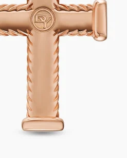 Chevron Cross Pendant 18K Rose Gold with Cognac Diamonds, 33mm