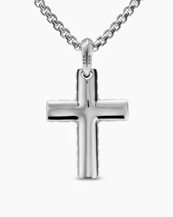 Chevron Cross Pendant Sterling Silver, 36mm