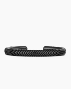 Chevron Cuff Bracelet Black Titanium, 8mm