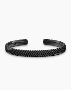Chevron Cuff Bracelet Black Titanium, 8mm