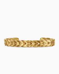 Chevron Cuff Bracelet 18K Yellow Gold, 9mm
