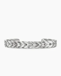 Chevron Cuff Bracelet Sterling Silver, 9mm