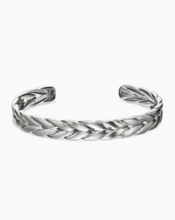 Chevron Cuff Bracelet Sterling Silver, 9mm