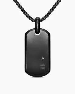 Chevron Fluorescent Tag Black Titanium with Diamonds, 35mm