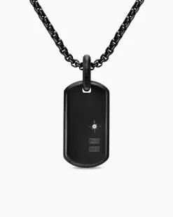 Chevron Fluorescent Tag Black Titanium with Diamonds, 27mm