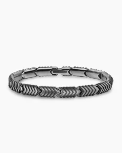 Chevron Link Bracelet Anthracite Titanium, 7.6mm