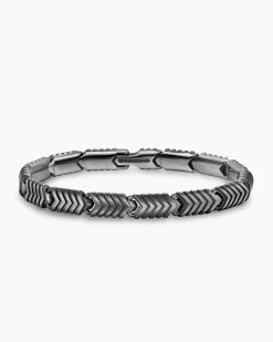 Chevron Link Bracelet Anthracite Titanium, 7.6mm