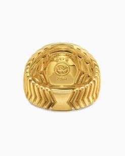 Chevron Signet Ring 18K Yellow Gold, 18mm