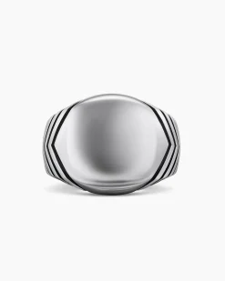 Chevron Signet Ring Sterling Silver, 18mm