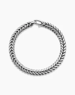 Chevron Station Bracelet Sterling Silver, 8mm