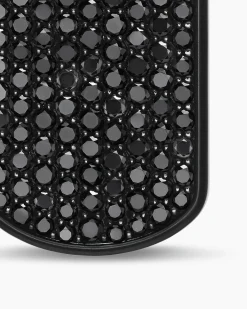 Chevron Tag Black Titanium with Sterling Silver and Black Diamonds, 27mm