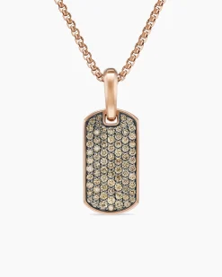 Chevron Tag 18K Rose Gold with Cognac Diamonds, 21mm