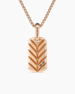 Chevron Tag 18K Rose Gold with Cognac Diamonds, 21mm