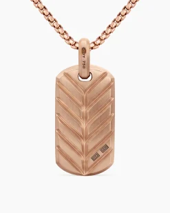 Chevron Tag 18K Rose Gold with Cognac Diamonds, 35mm