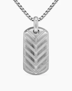 Chevron Tag 18K White Gold with Paraiba Tourmalines, 35mm