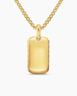 Chevron Tag 18K Yellow Gold with Nephrite Jade, 27mm