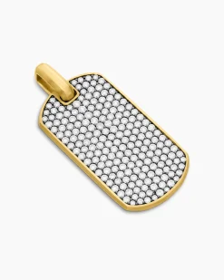 Chevron Tag 18K Yellow Gold with Diamonds, 42mm
