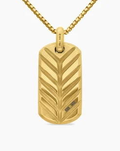 Chevron Tag 18K Yellow Gold with Diamonds, 42mm