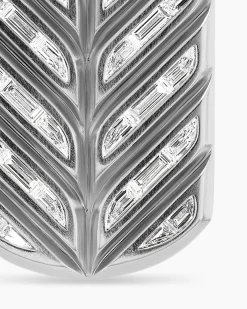Chevron Tag Platinum with Diamond Baguettes, 35mm