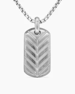 Chevron Tag Sterling Silver with Black Onyx, 35mm