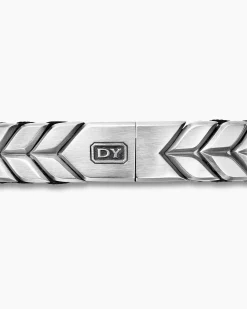 Chevron Woven Bracelet Black Titanium with Sterling Silver and Black Nylon, 12mm