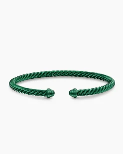Classic Cable Bracelet Green Aluminum, 4mm
