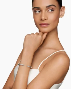 Classic Cable Bracelet Sterling Silver with Diamonds, 5mm