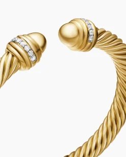 Classic Cablespira® Bracelet 18K Yellow Gold with Gold Domes and Diamonds, 7mm