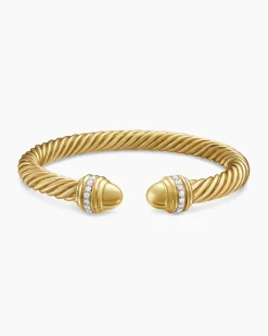 Classic Cablespira® Bracelet 18K Yellow Gold with Gold Domes and Diamonds, 7mm