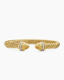 Classic Cablespira® Bracelet 18K Yellow Gold with Gold Domes and Diamonds, 7mm