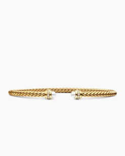 Classic Cablespira® Bracelet 18K Yellow Gold with Pearls and Diamonds, 3mm