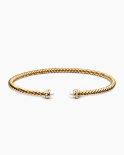 Classic Cablespira® Bracelet 18K Yellow Gold with Pearls and Diamonds, 3mm