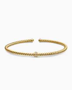 Classic Cablespira® Station Bracelet 18K Yellow Gold with Diamonds, 3mm