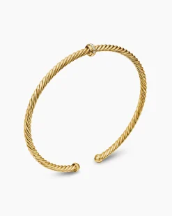 Classic Cablespira® Station Bracelet 18K Yellow Gold with Diamonds, 3mm