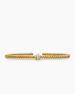 Classic Cablespira® Station Bracelet 18K Yellow Gold with Diamonds, 3mm