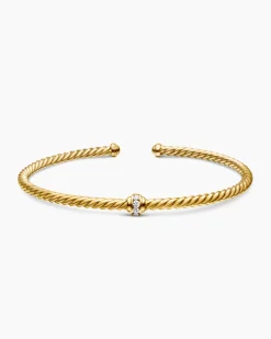 Classic Cablespira® Station Bracelet 18K Yellow Gold with Diamonds, 3mm