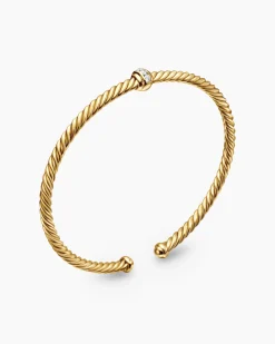 Classic Cablespira® Station Bracelet 18K Yellow Gold with Diamonds, 3mm