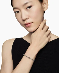 Classic Cable Station Bracelet Sterling Silver with 18K Rose Gold, 4mm