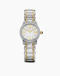 Classic Quartz Watch Stainless Steel with 18K Yellow Gold and Diamond Bezel, 30mm
