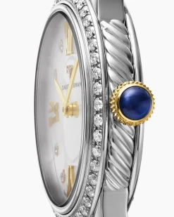 Classic Quartz Watch Stainless Steel with 18K Yellow Gold and Diamond Bezel, 30mm