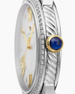 Classic Quartz Watch Stainless Steel with 18K Yellow Gold and Diamond Bezel, 38mm