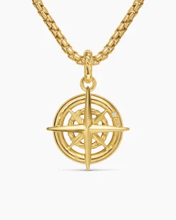 Compass Amulet 18K Yellow Gold with Diamonds, 21.3mm