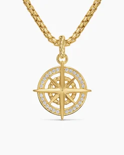 Compass Amulet 18K Yellow Gold with Diamonds, 21.3mm