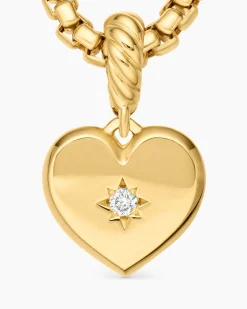 Compass Heart Amulet 18K Yellow Gold with Center Diamond, 11.3mm