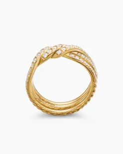 Continuance® Three Row Band Ring 18K Yellow Gold with Diamonds, 6mm