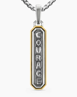 Courage Amulet Sterling Silver with 14K Yellow Gold, 35mm