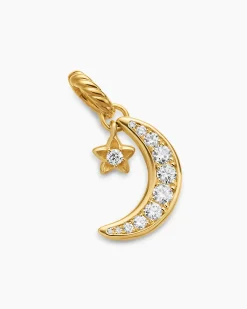 Crescent Amulet 18K Yellow Gold with Diamonds, 16.5mm